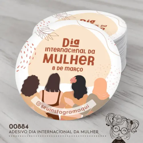 Adesivo Redondo Dia Internacional da Mulher - 00884