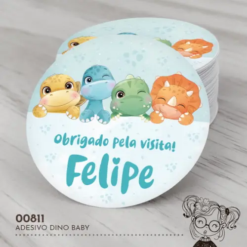 Adesivo Redondo Dino Baby - 00811