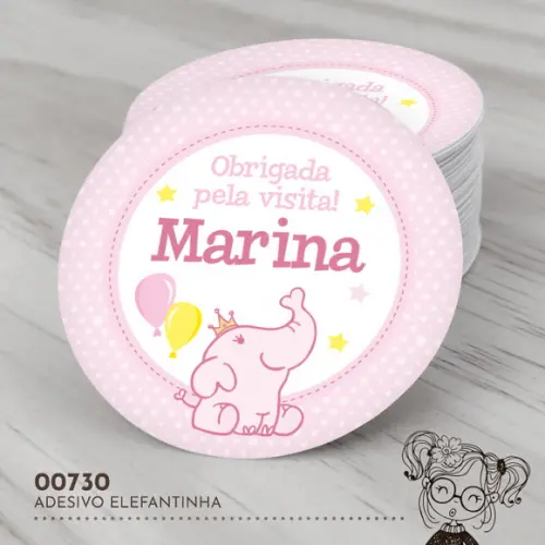 Adesivo Redondo Elefantinha - 00730