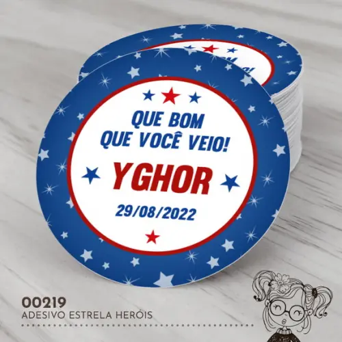 Adesivo Redondo Estrela Heróis - 00219