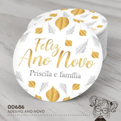 Adesivo Redondo Feliz Ano Novo - 00686