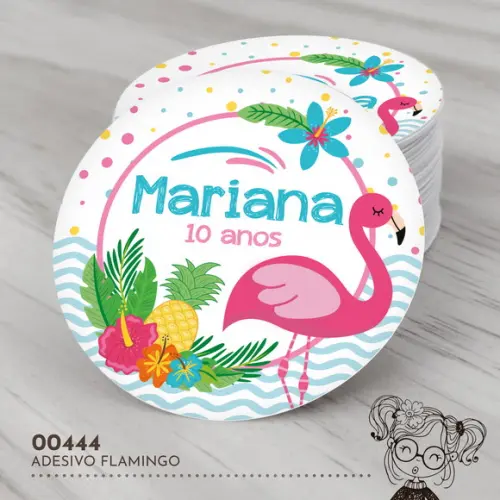 Adesivo Redondo Flamingo - 00444
