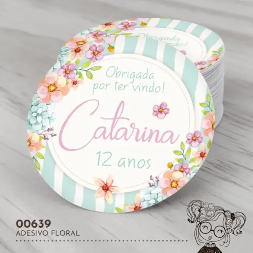 Adesivo Redondo Floral - 00639