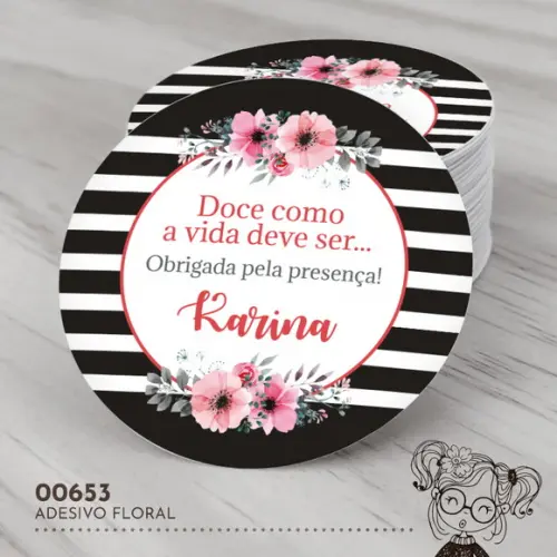 Adesivo Redondo Floral - 00653