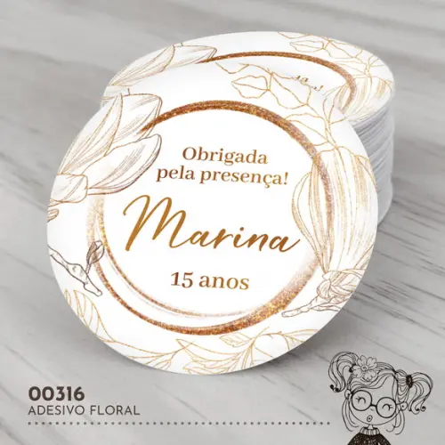 Adesivo Redondo Floral - 00316