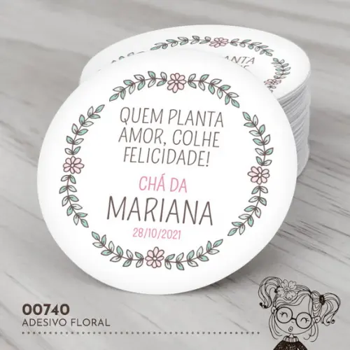 Adesivo Redondo Floral - 00740