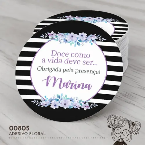 Adesivo Redondo Floral - 00805