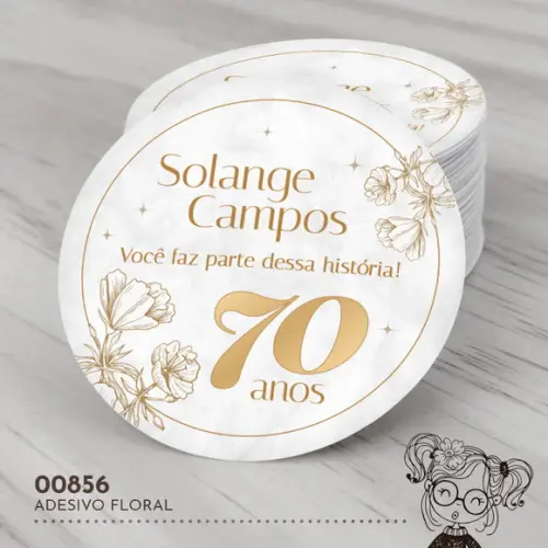 Adesivo Redondo Floral - 00856