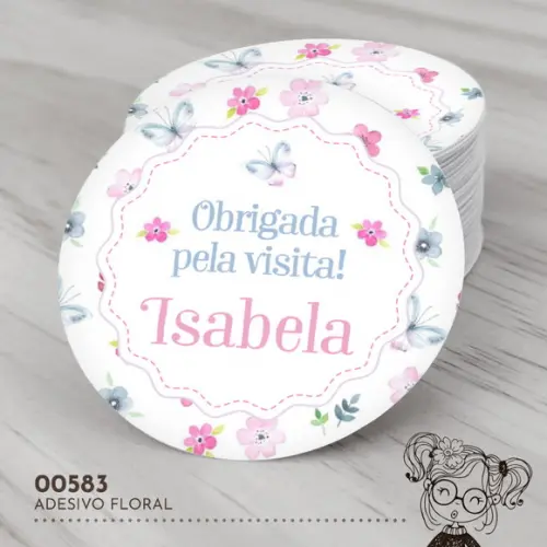 Adesivo Redondo Flores - 00583