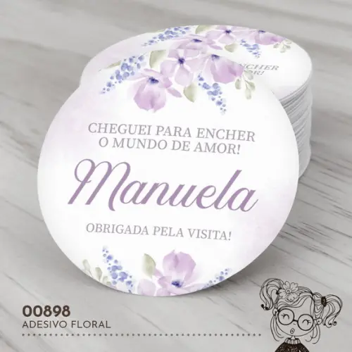 Adesivo Redondo Floral - 00898