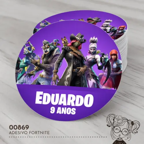 Adesivo Redondo Fortnite - 00869
