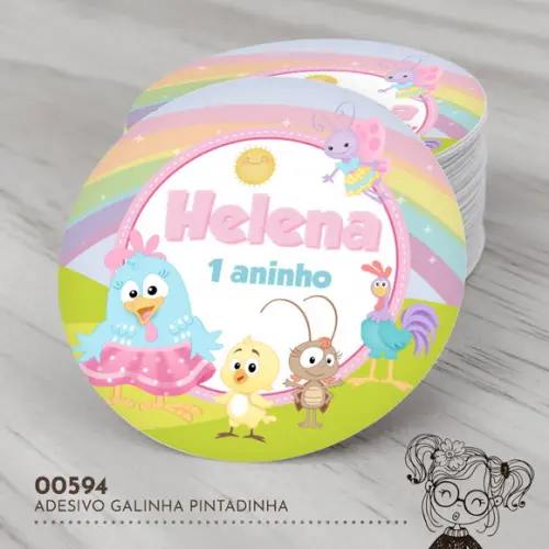 Adesivo Redondo Galinha Pintadinha - 00594