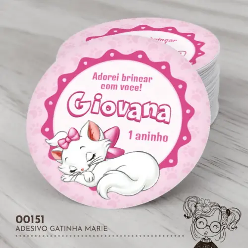 Adesivo Redondo Gatinha Marie - 00151