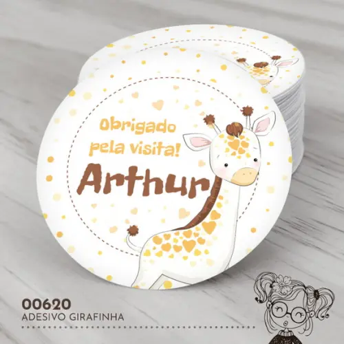 Adesivo Redondo Girafinha - 00620