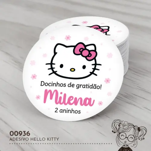 Adesivo Redondo Hello Kitty - 00936