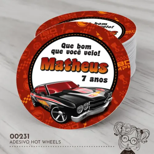 Adesivo Redondo Hot Wheels - 00231