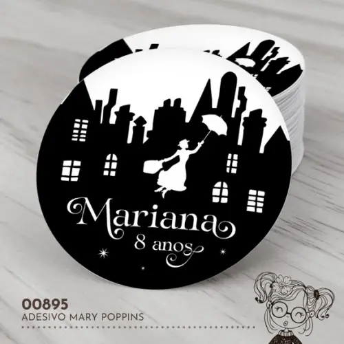 Adesivo Redondo Mary Poppins - 00895