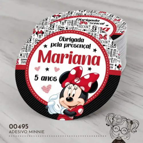 Adesivo Redondo Minnie - 00495