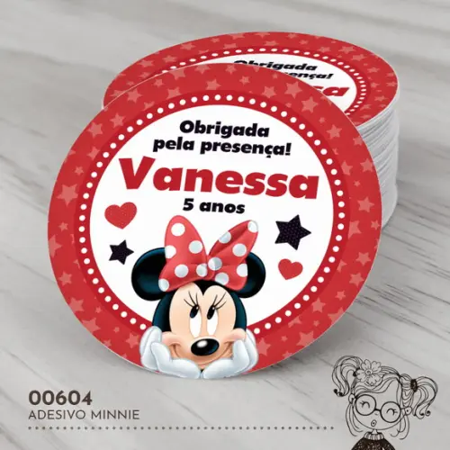 Adesivo Redondo Minnie - 00604