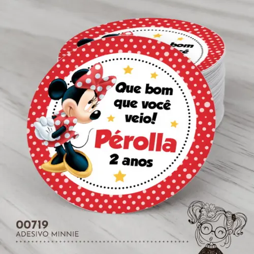 Adesivo Redondo Minnie - 00719