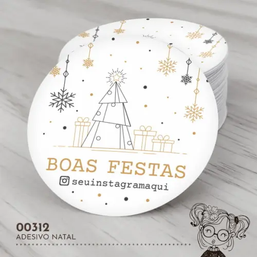 Adesivo Redondo Natal - 00312