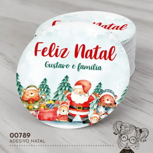 Adesivo Redondo Natal - 00789