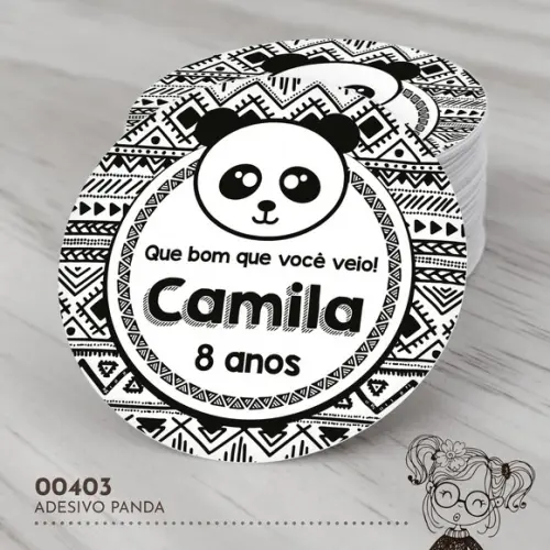 Adesivo Redondo Panda - 00403