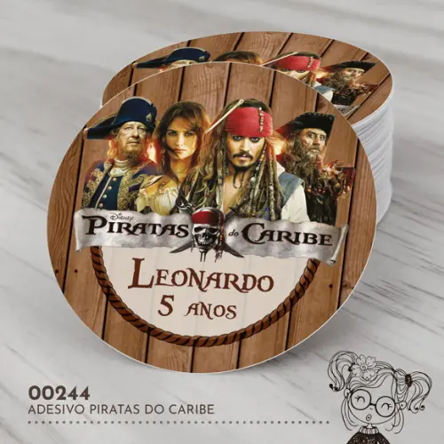 Adesivo Redondo Piratas do Caribe - 00244