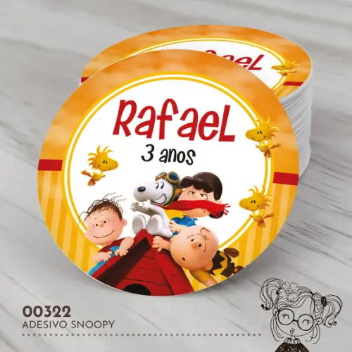 Adesivo Redondo Snoopy - 00322