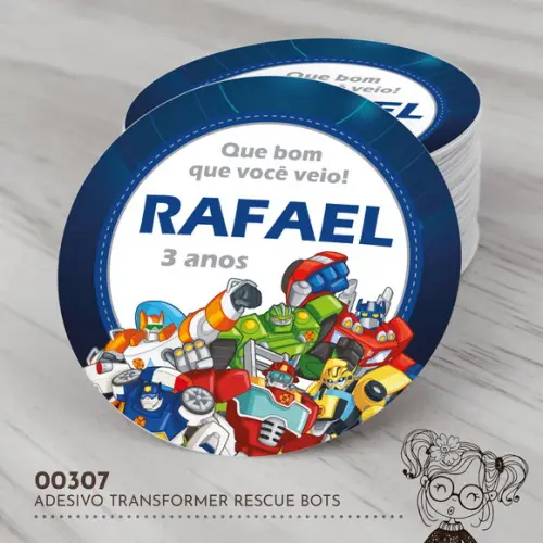 Adesivo Redondo Transformers Rescue Bots - 00307