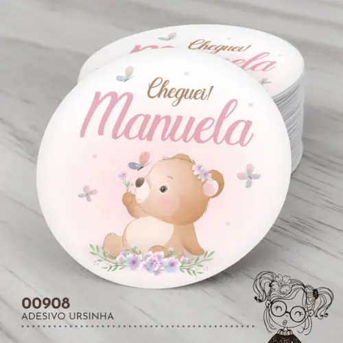 Adesivo Redondo Ursinha - 00908