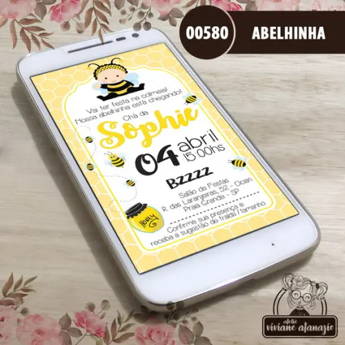 Convite Digital Abelhinha - 00580