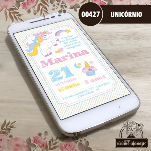 Convite Digital Unicórnio - 00427