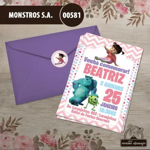 Convite Monstros Sa - 00581