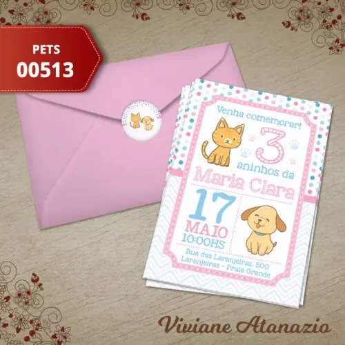 Convite Pets - 00513