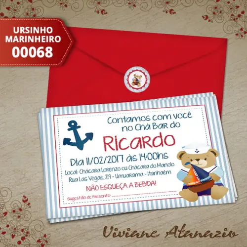 Convite Ursinho Marinheiro - 00068