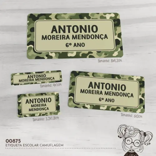 Etiqueta Escolar Camuflagem - 00875