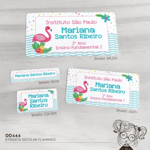 Etiqueta Escolar Flamingo - 00444