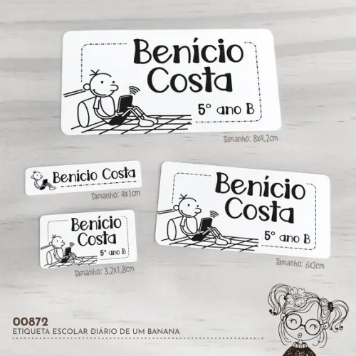 Etiqueta Escolar Diário de Um Banana - 00872