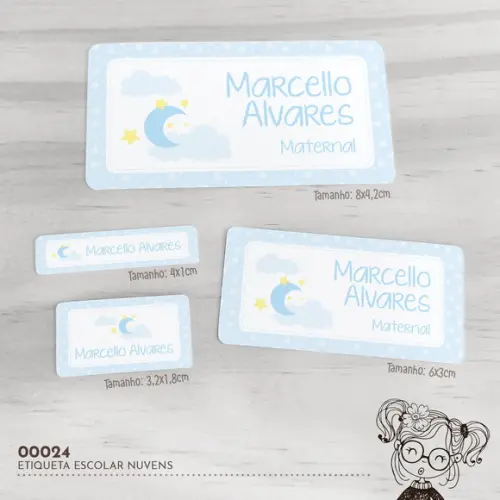 Etiqueta Escolar Nuvens - 00024