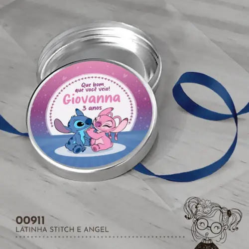 Latinha Adesivada - Stitch e Angel - 00911