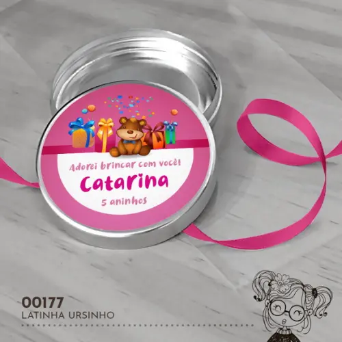 Latinha Adesivada Aniversário Ursinho - 00177