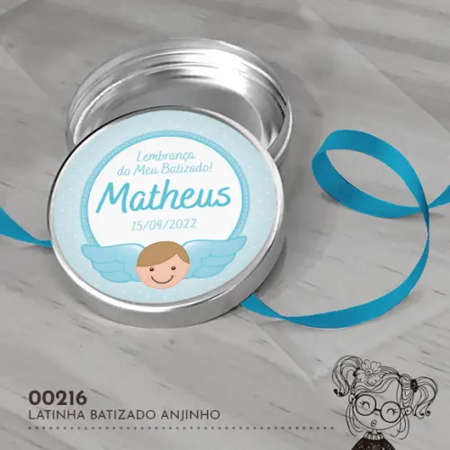 Latinha Adesivada Batizado Anjinho - 00216