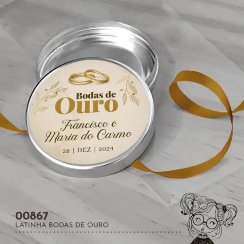 Latinha Adesivada Bodas de Ouro - 00867