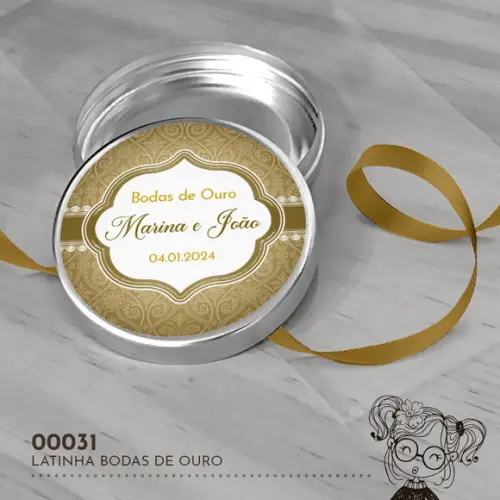 Latinha Adesivada Bodas de Ouro - 00031