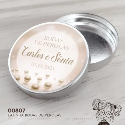 Latinha Adesivada Bodas de Pérola - 00807