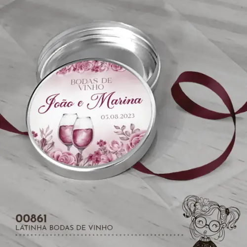 Latinha Adesivada Bodas de Vinho - 00861