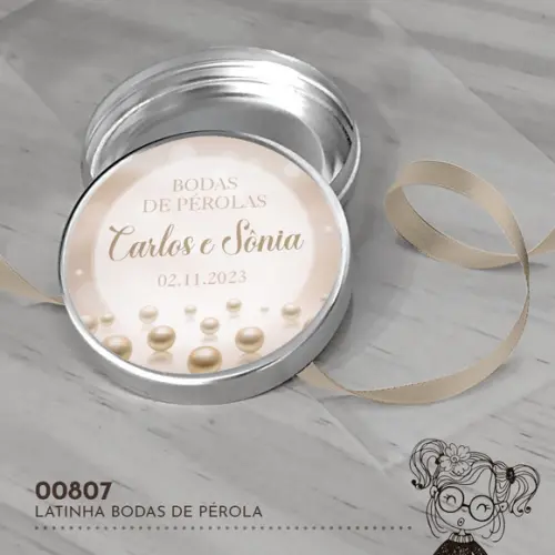 Latinha Adesivada Bodas de Pérola - 00807