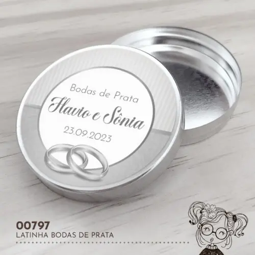 Latinha Adesivada Bodas de Prata - 00797