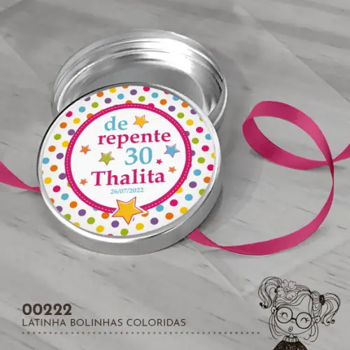 Latinha Adesivada Bolinhas Coloridas - 00222